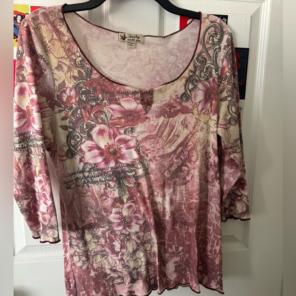 Y2K pink floral print